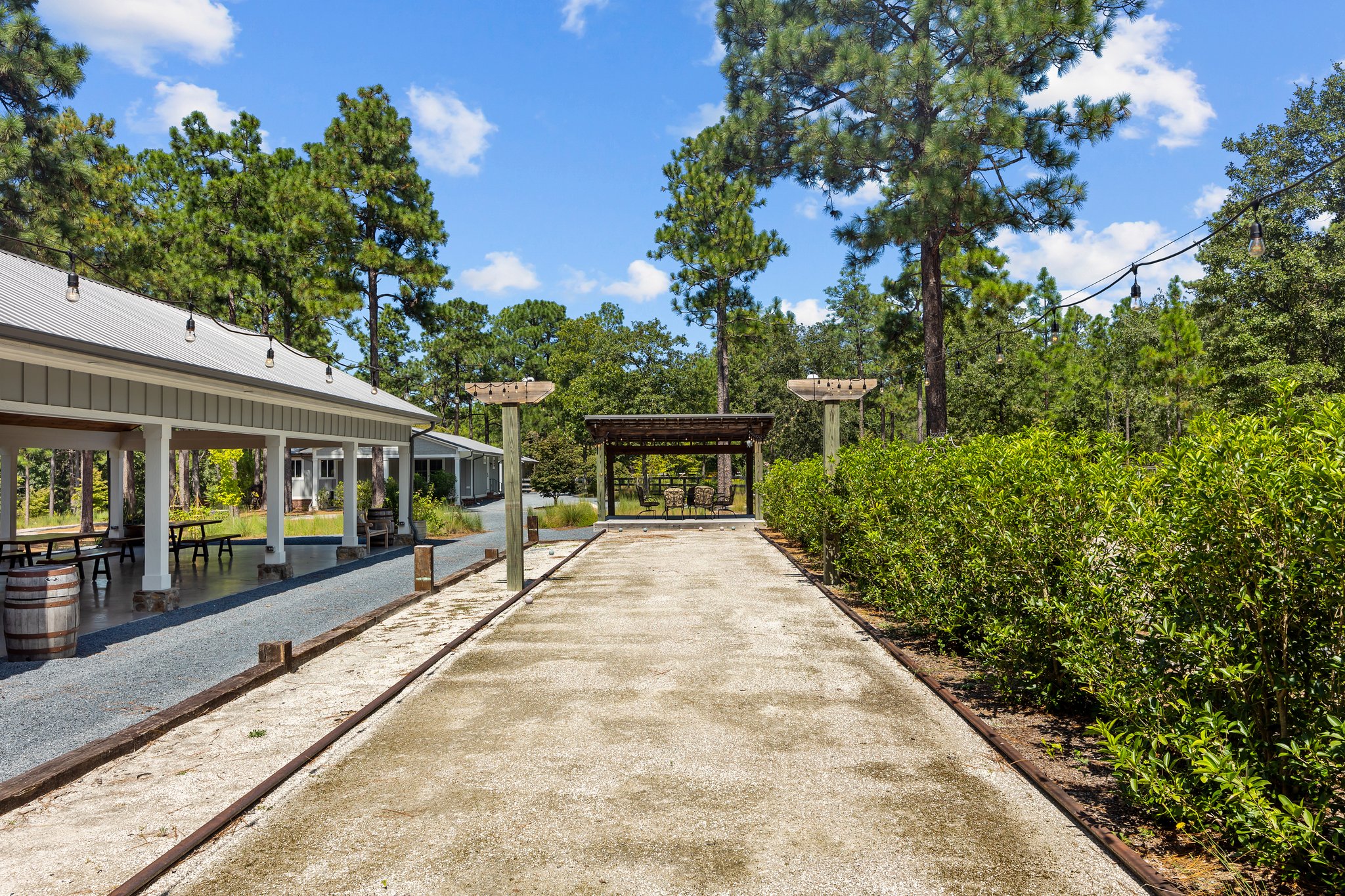 Bocce Court with seating areas