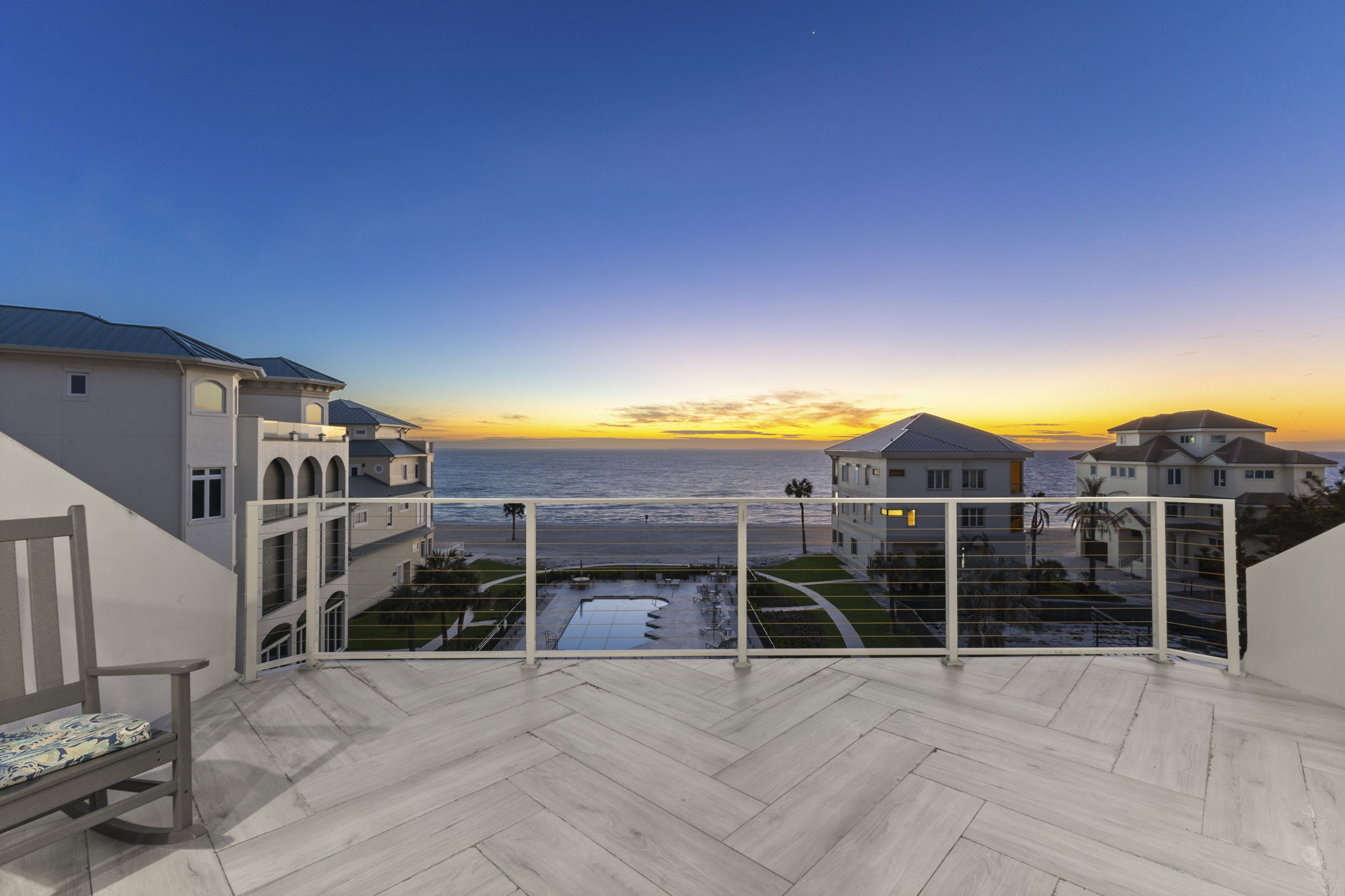 Loft patio at dusk