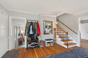 Flows into kitchen and living room.