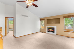 Vaulted great room with gas fireplace