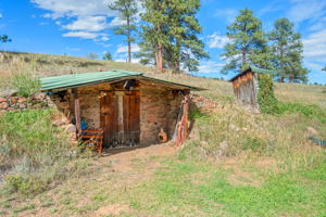 Original root cellar and outhouse