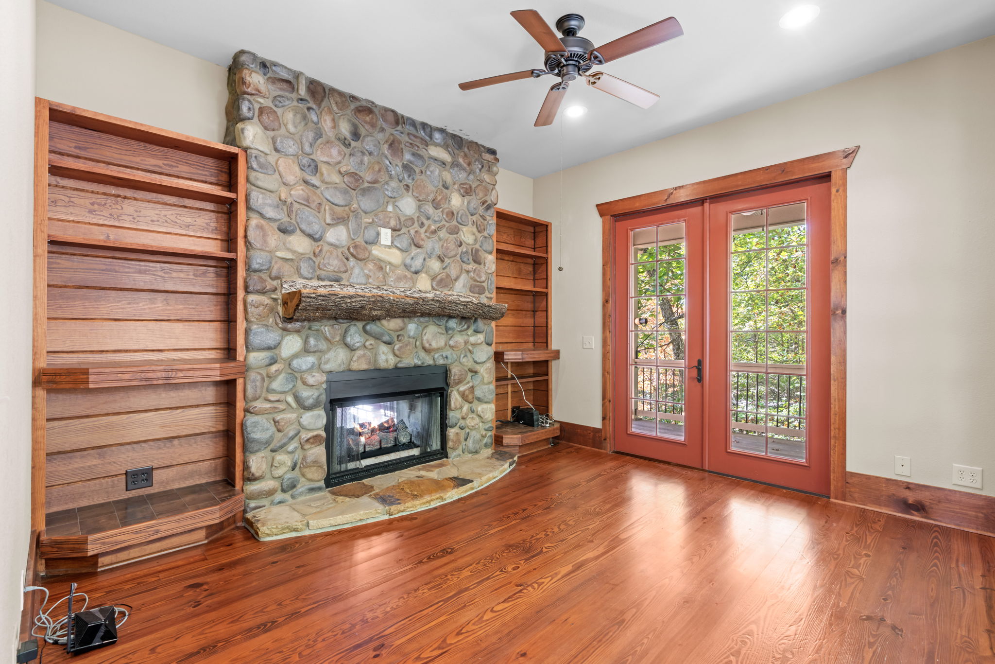 Office with fireplace