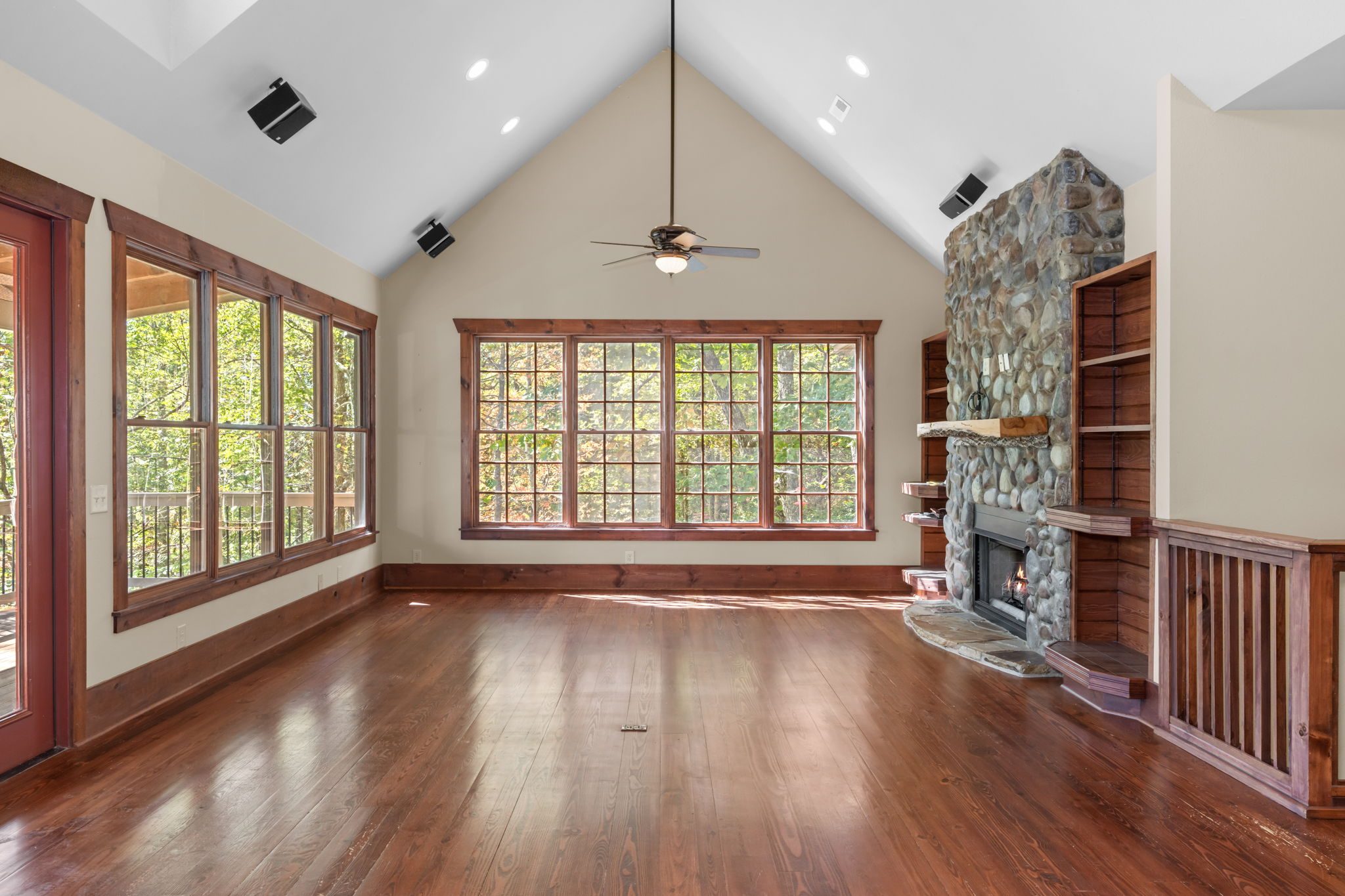 Entertainment area with fireplace