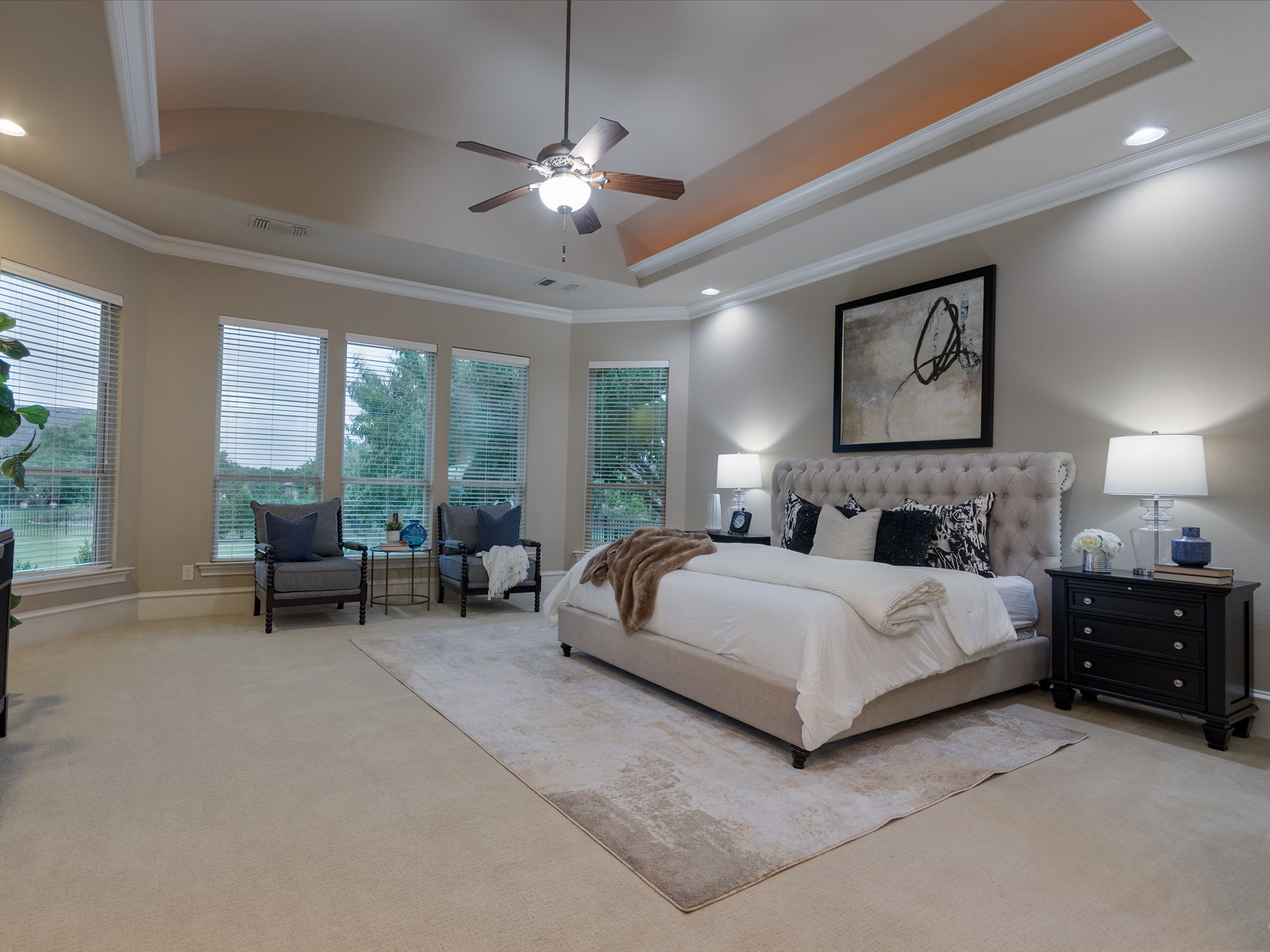 Newly staged primary suite.