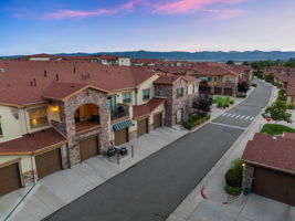 Aerial View of building and covered balcony