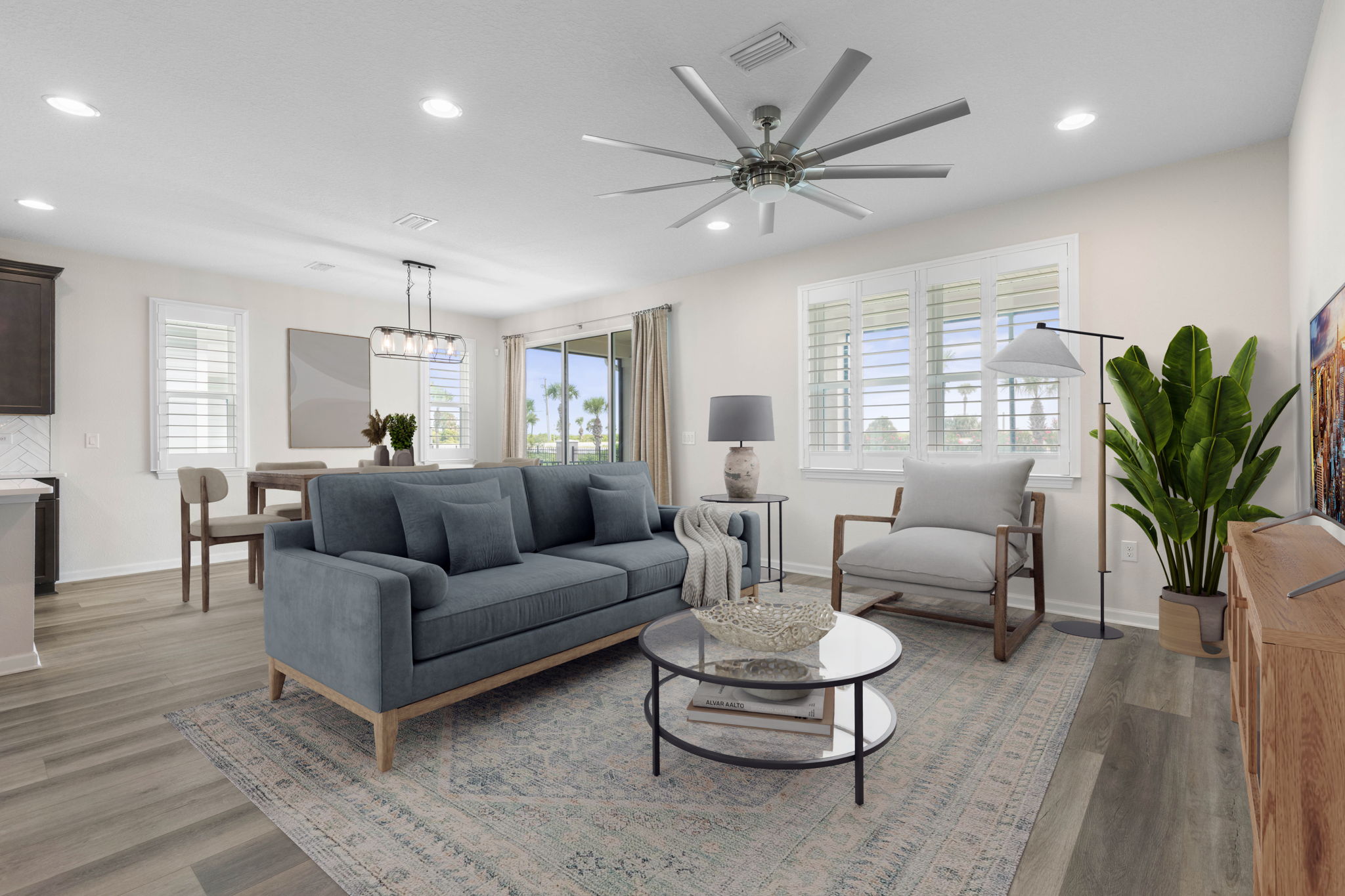 Virtually Staged-Great room/dining
