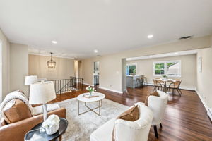 Open concept living; freshly painted, beautiful hardwood floors and open concept living.