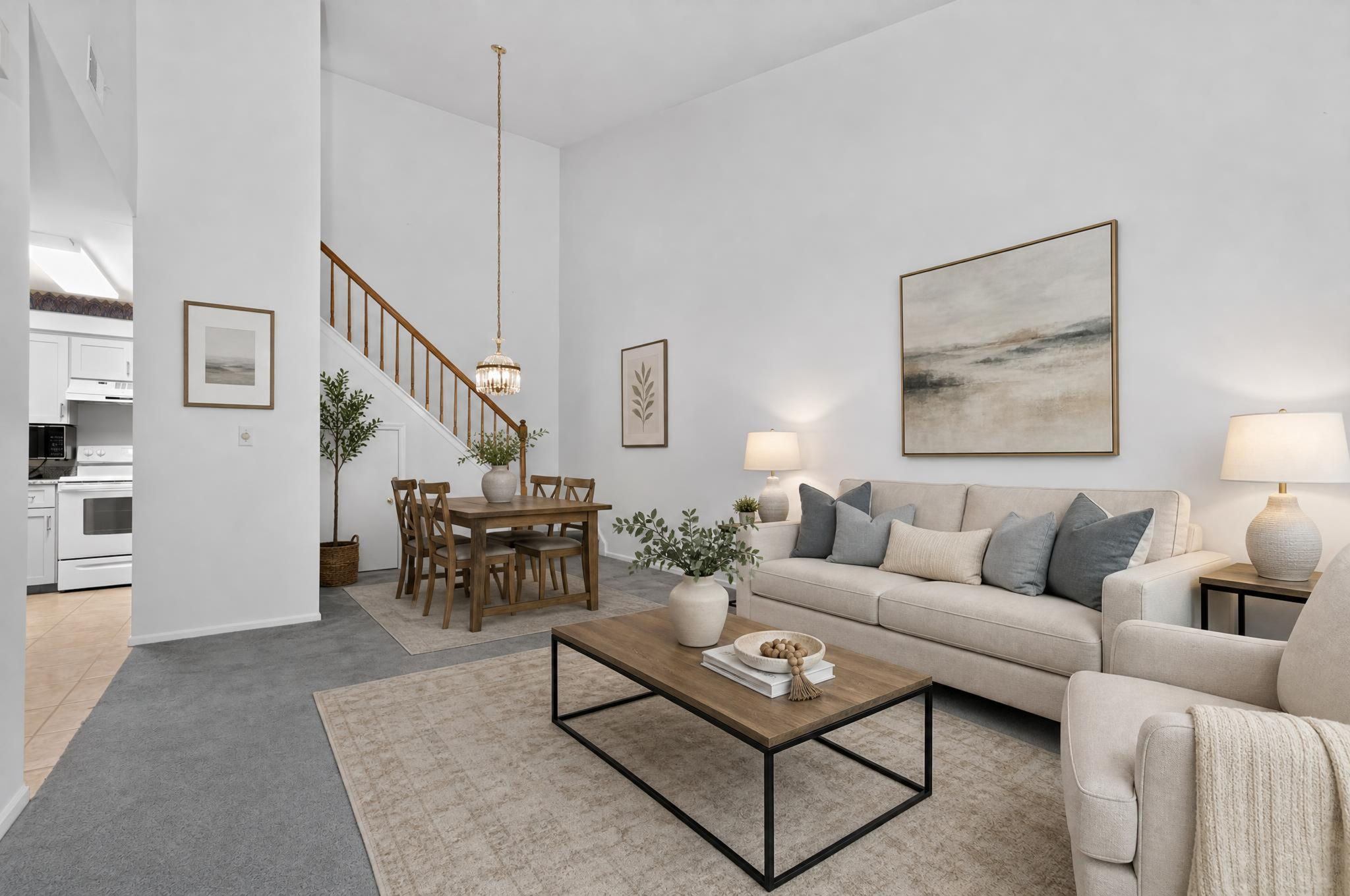 Virtually Staged Living Room and Dining Room