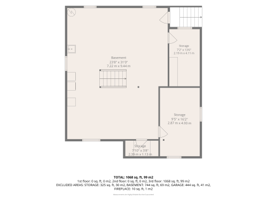 Approximate basement floor plan showing the open lower level, two semi-finished storage rooms, separate canning room and exterior access; dimensions are approximate.