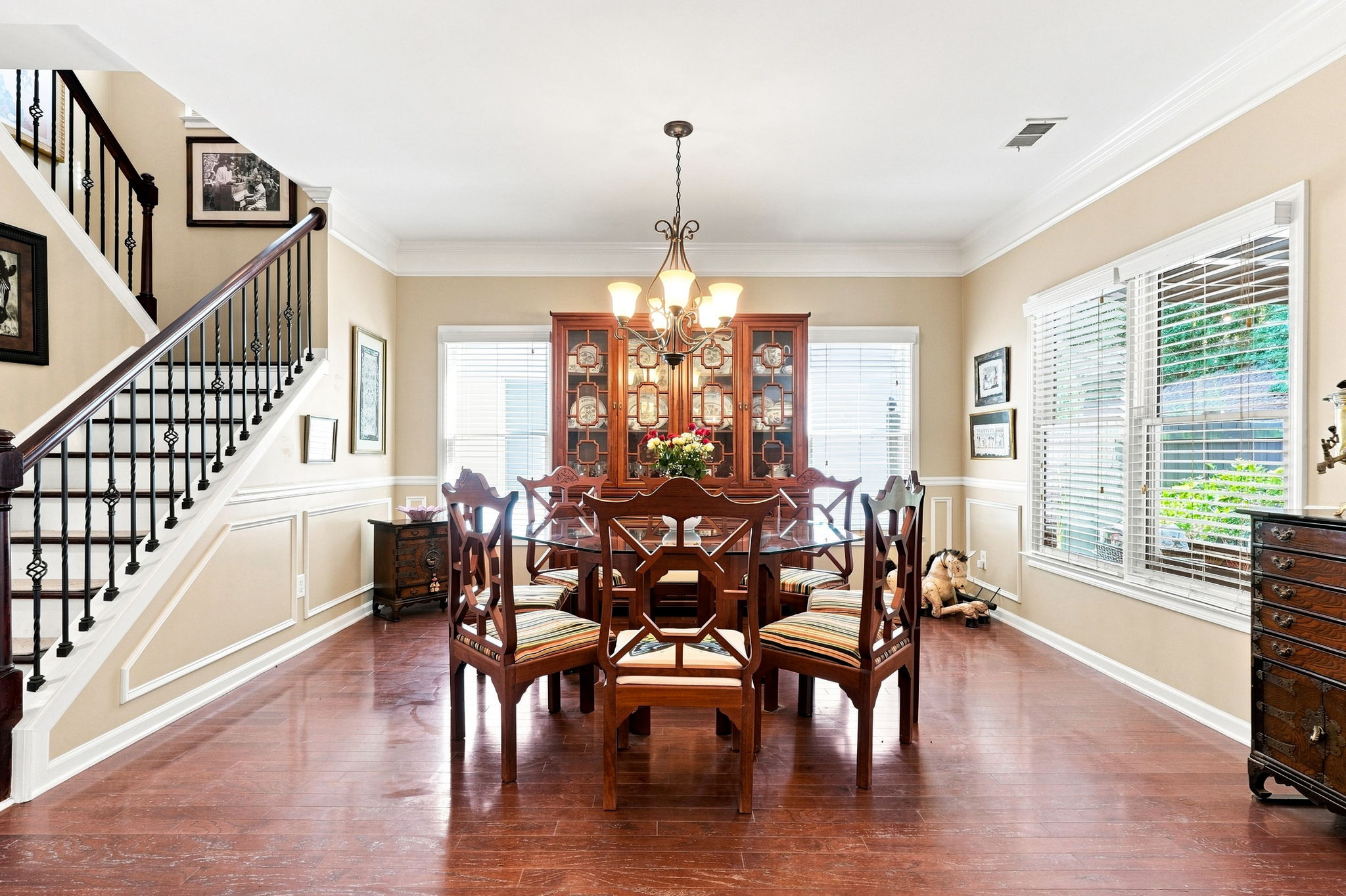 Dining Room has room for 12 and is currently set up for 8