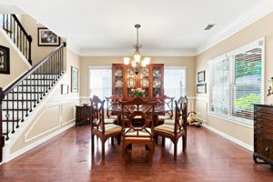 Dining Room has room for 12 and is currently set up for 8