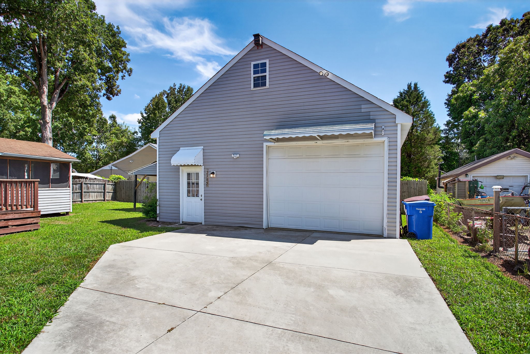 Two-story detached garage with power.