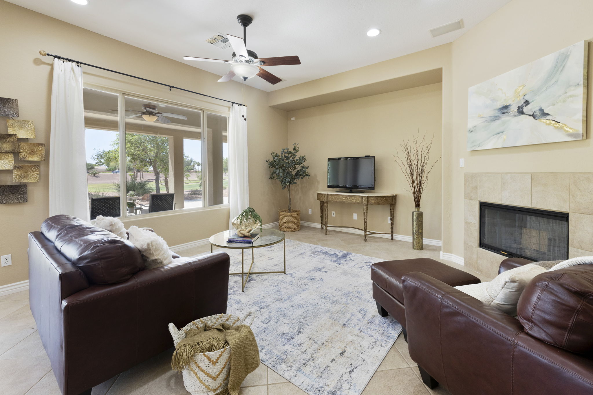 Family room with a view of the 18th fairway