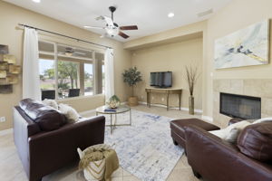 Family room with a view of the 18th fairway