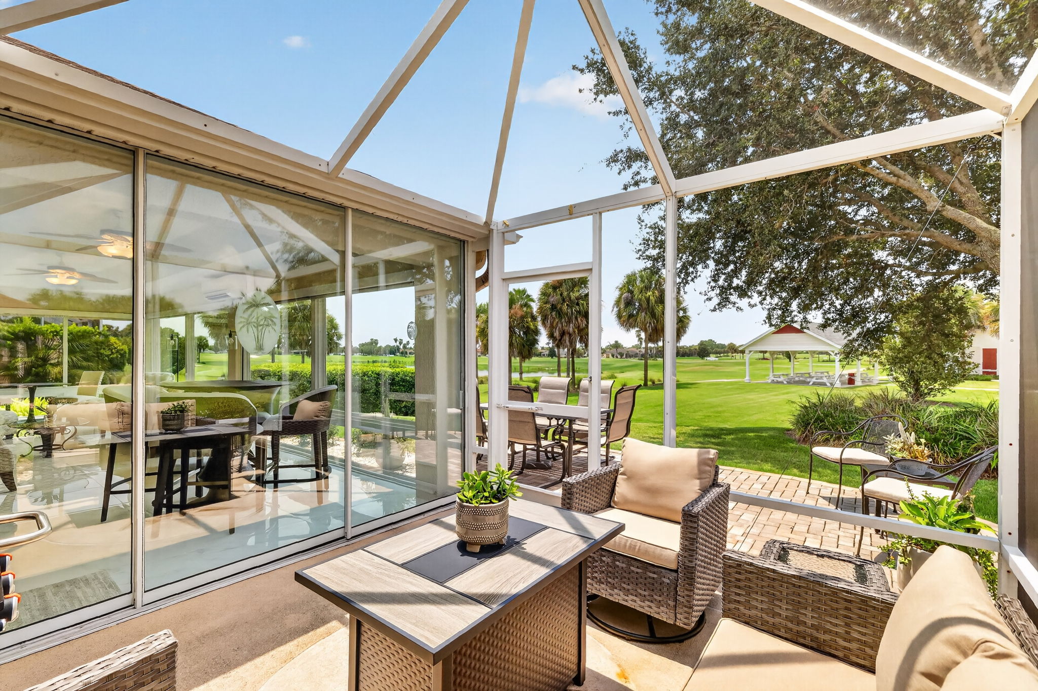 Extended Birdcage with Golf and Water Views
