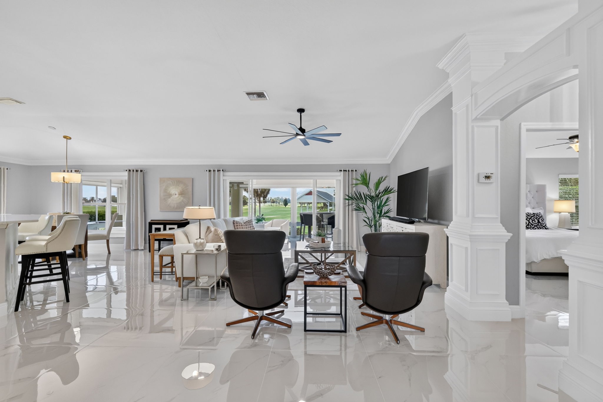 Kitchen, Dinette, and Living Room