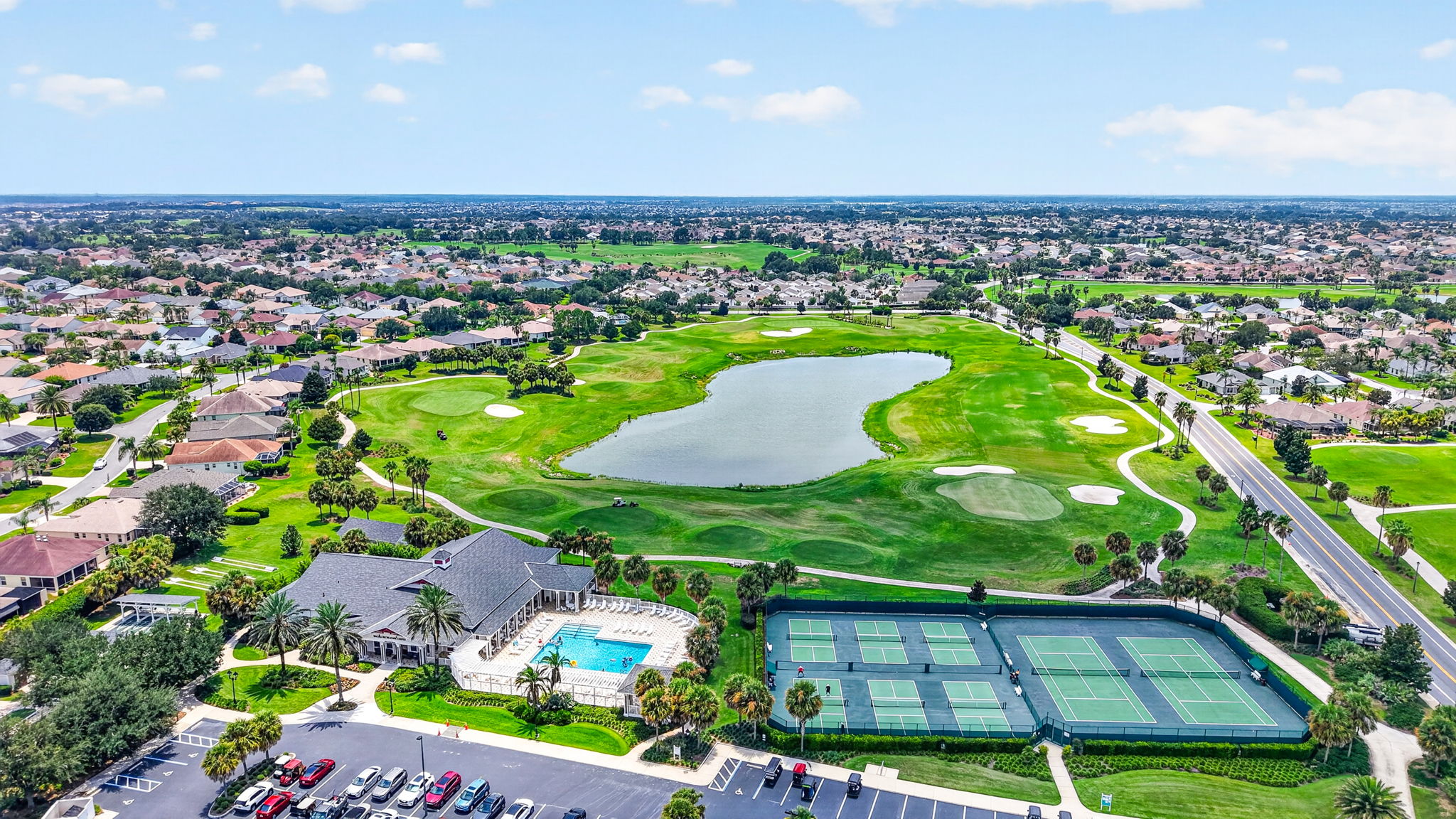 Aerial of Nearby Bacall Recreation Center with Golf and Water Views
