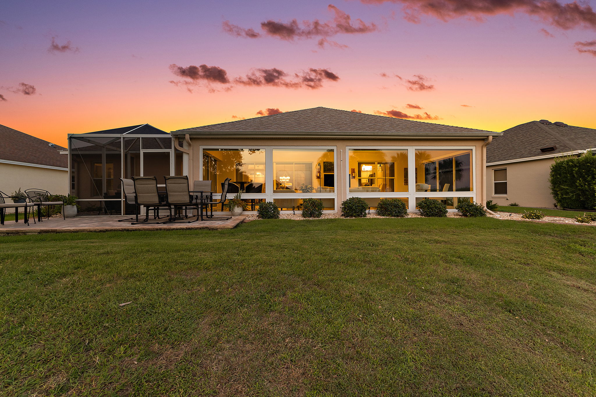 Twilight Rear Elevation with Paver Patio