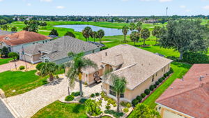 Aerial Front and Side Elevation with Golf and Water Views