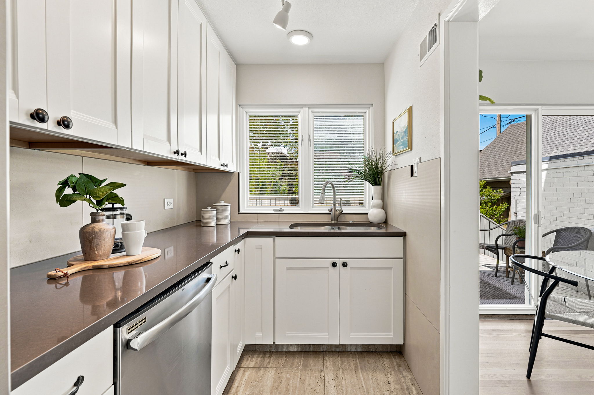 Updated cabinets and quartz countertops