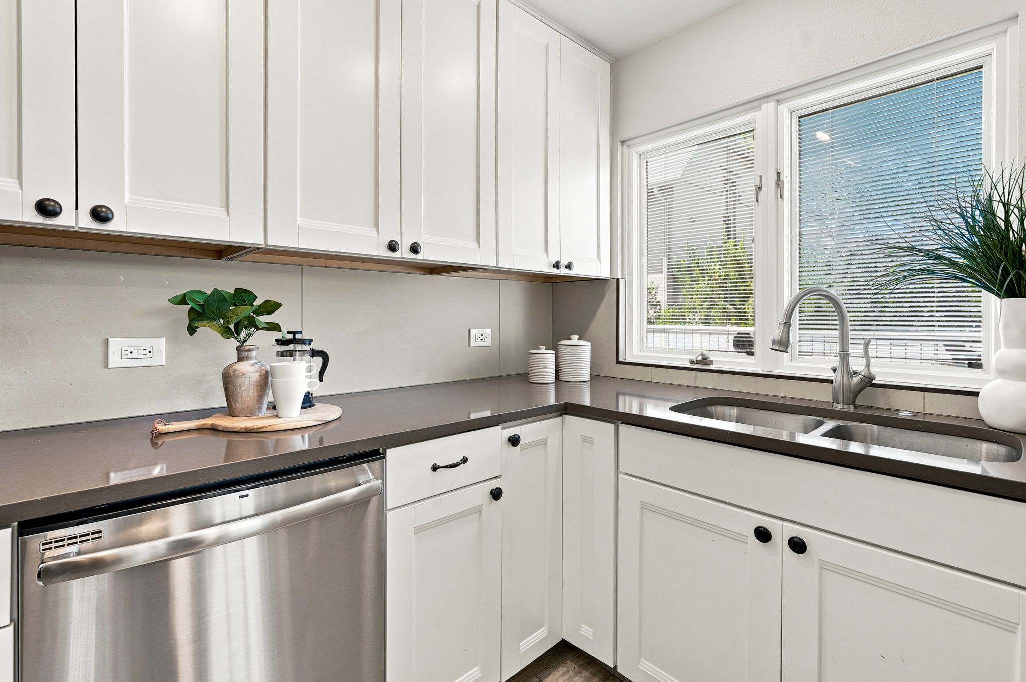 Updated kitchen with stainless appliances and large under-mount sink