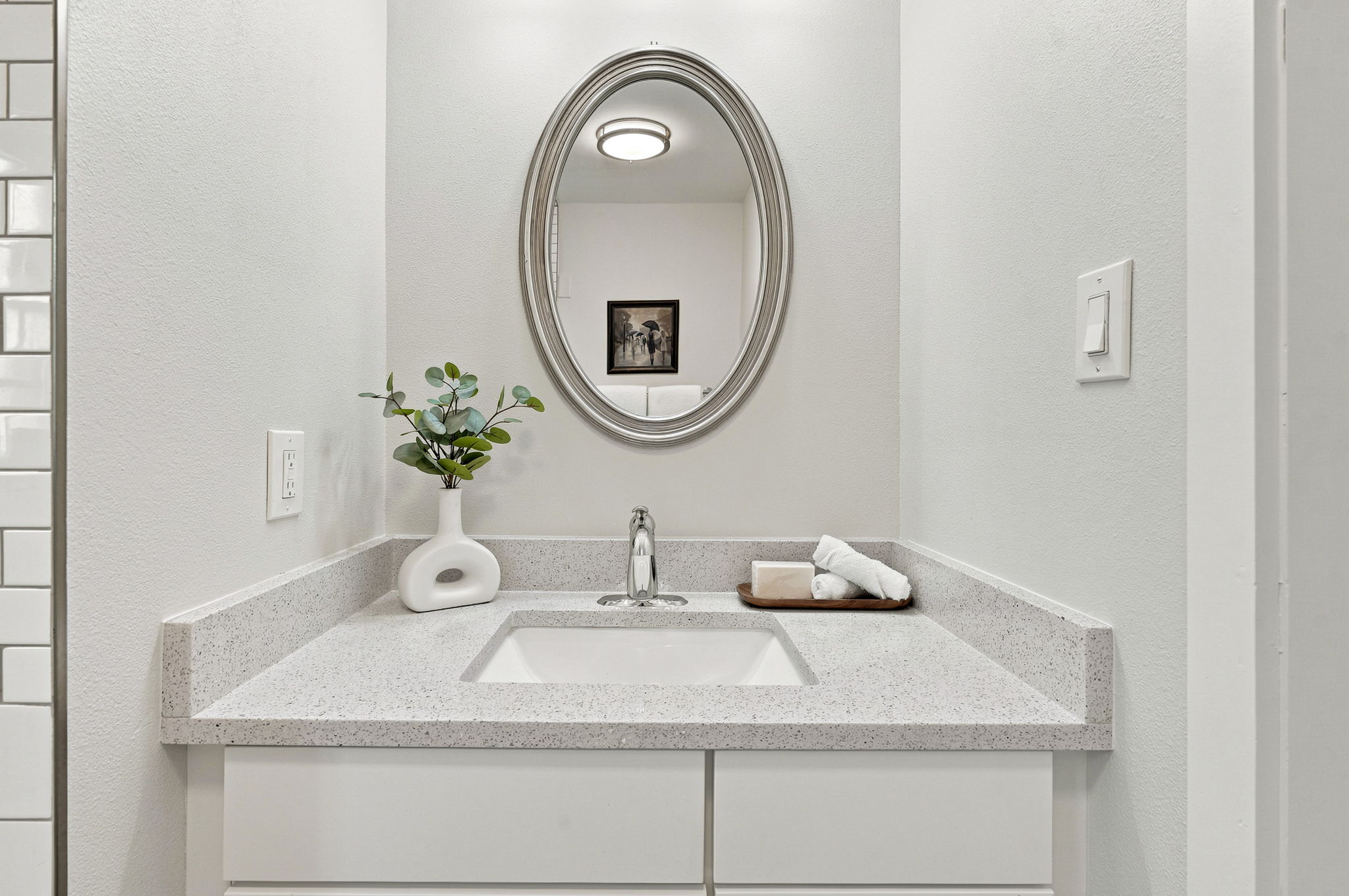 Newer vanity and quartz counters