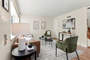 Living room with coat closet