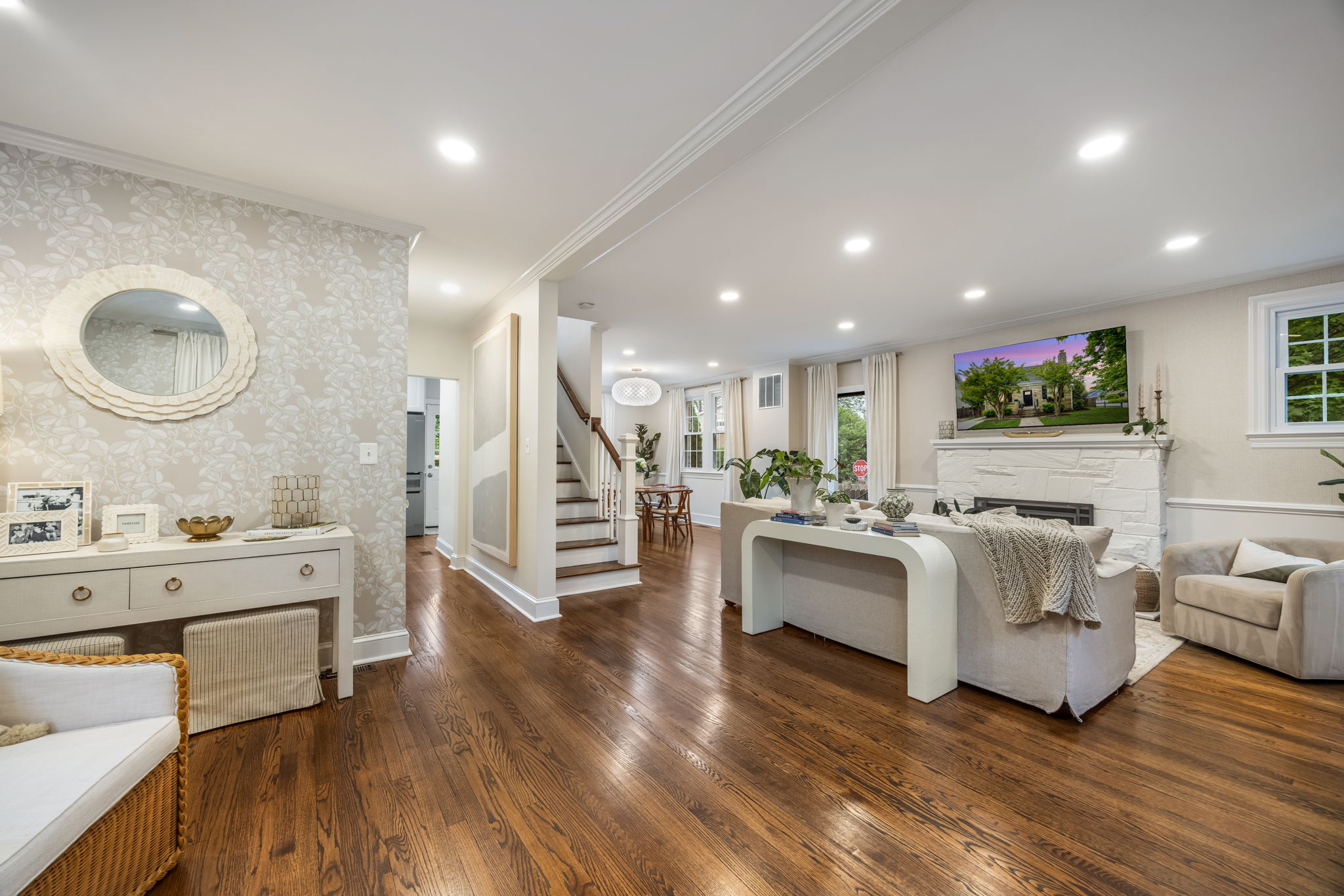 Open main level with hardwoods