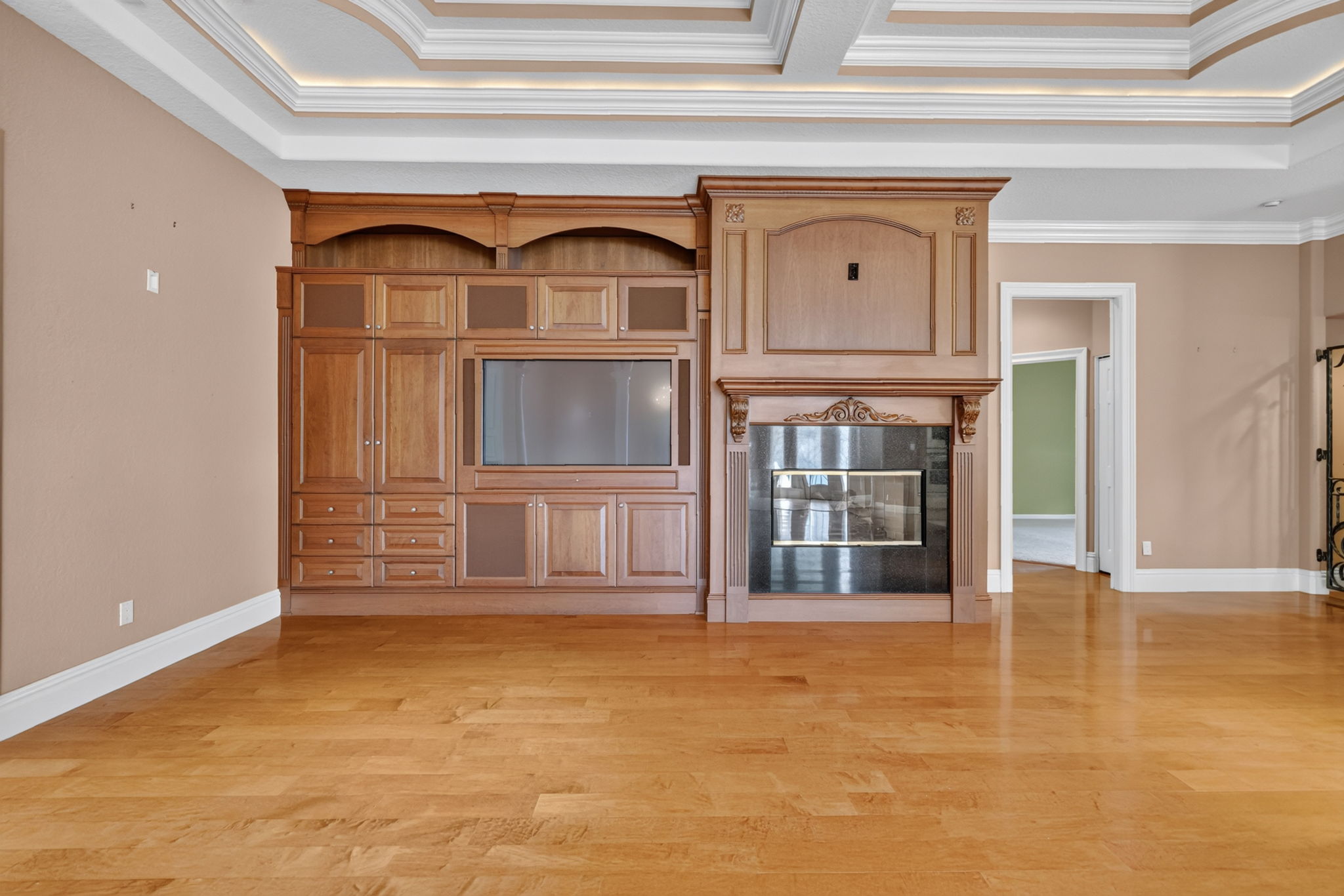 Living Room Custom Cabinetry with Gas Fireplace