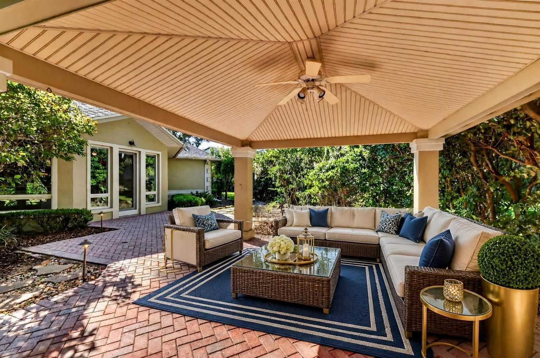 Rear Paver Patio with Gazebo-Virtually Staged