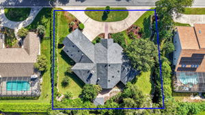 Aerial Rear Elevation with Property Lines and ROOM FOR A POOL!