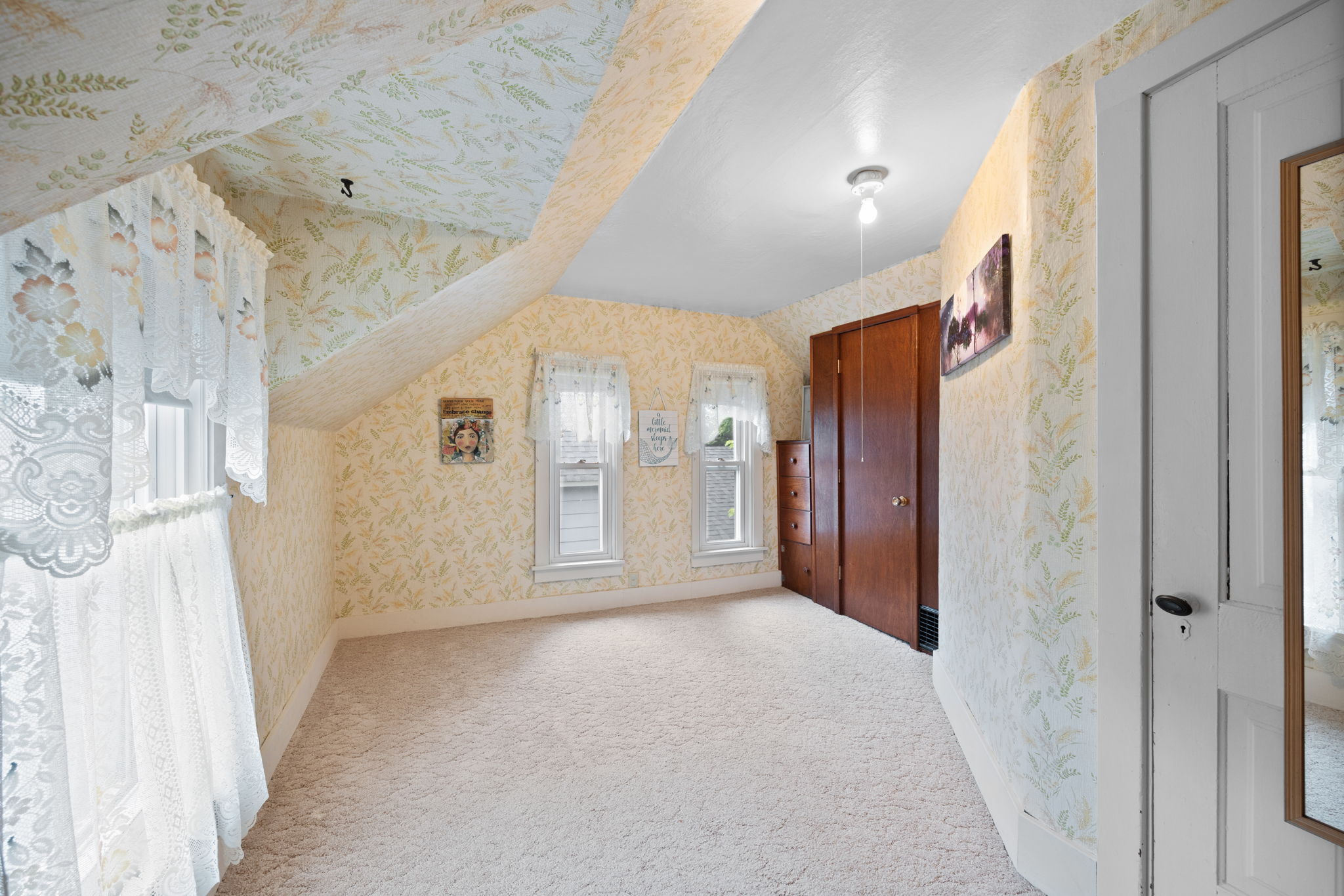 The forth and final bedroom, this one features two large closets and built-in drawers