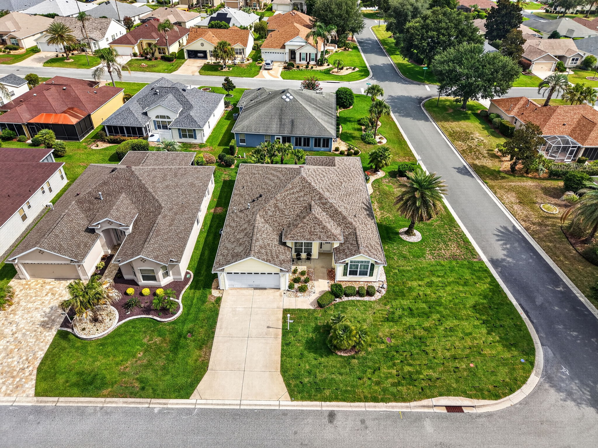 Aerial Front Elevation with Large Corner Lot and ROOM FOR A POOL!