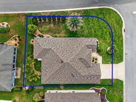 Aerial Side Elevation with Property Lines and Large Corner Lot with ROOM FOR A POOL!