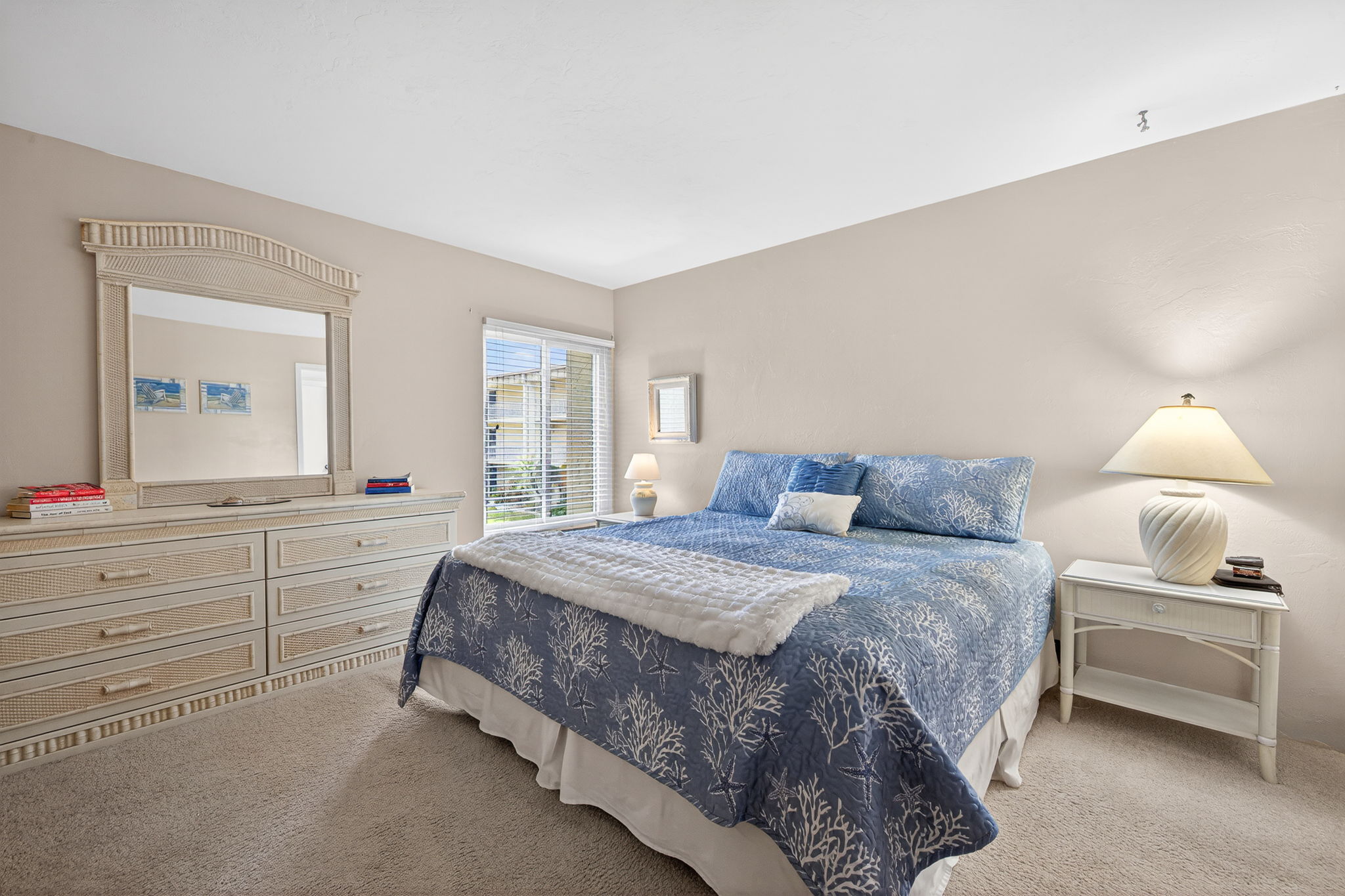 Primary Bedroom big enough for King, side tables & dresser