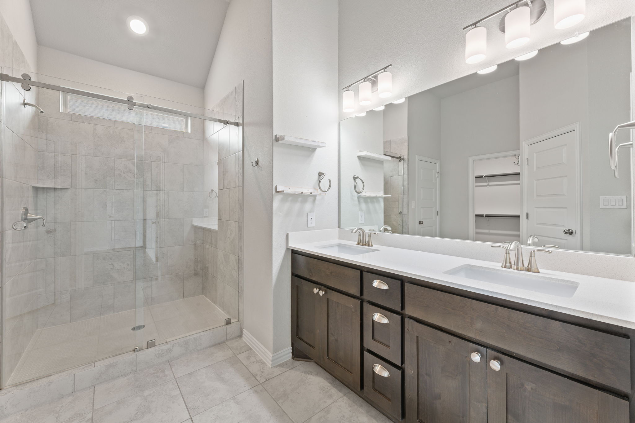 Primary bathroom, Walk in Shower and Cabinets
