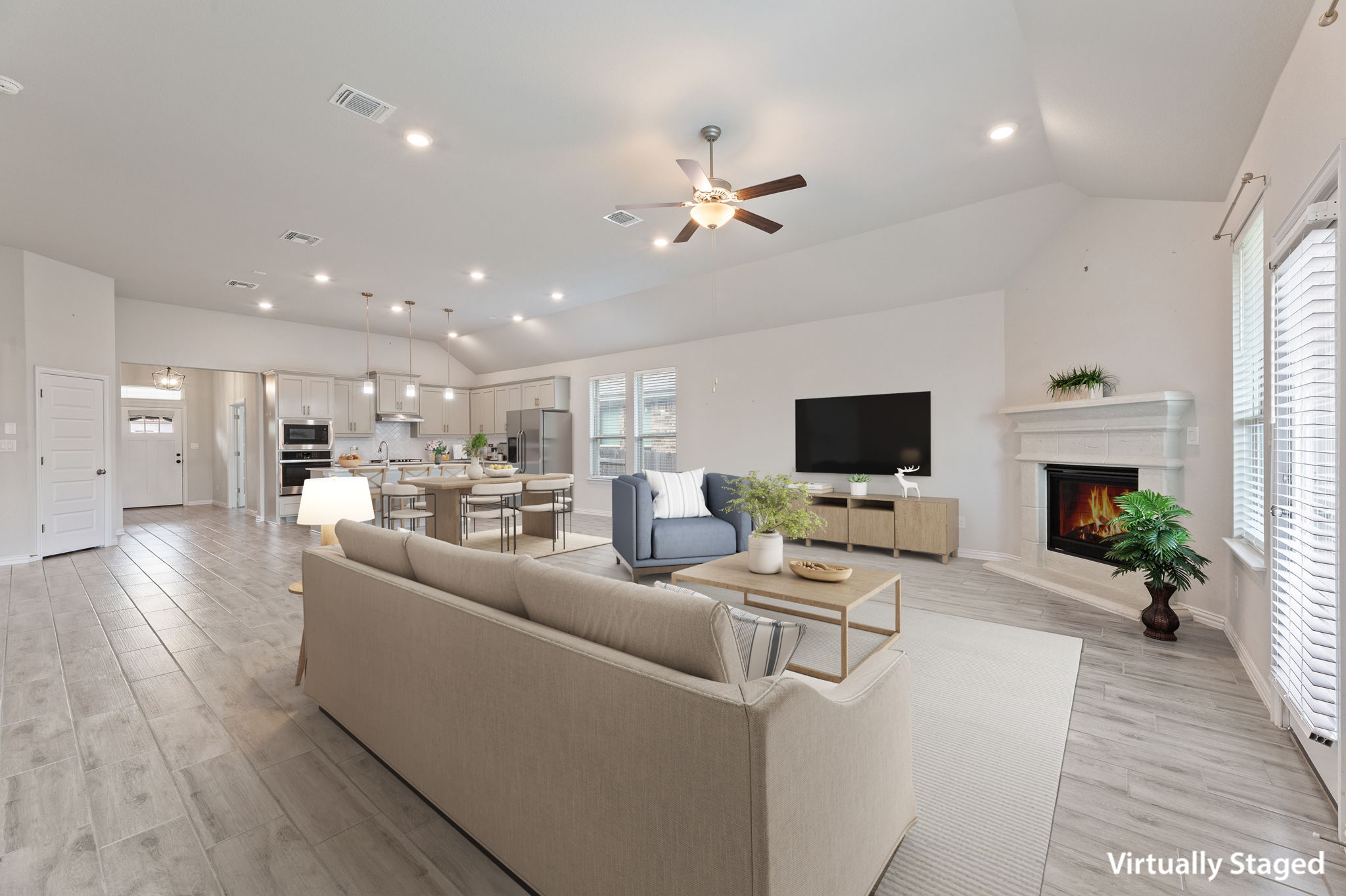 Virtually Staged Spacious Living Area