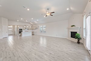 Living area looking back at kitchen
