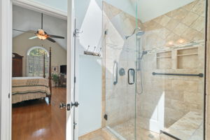Large Walk In Shower and Glass Door