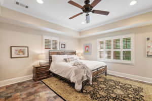 Terrace Level Bedroom-with king size bed AND plantation shutters