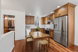 High end upgrades & appliances in kitchen. Virtual staging