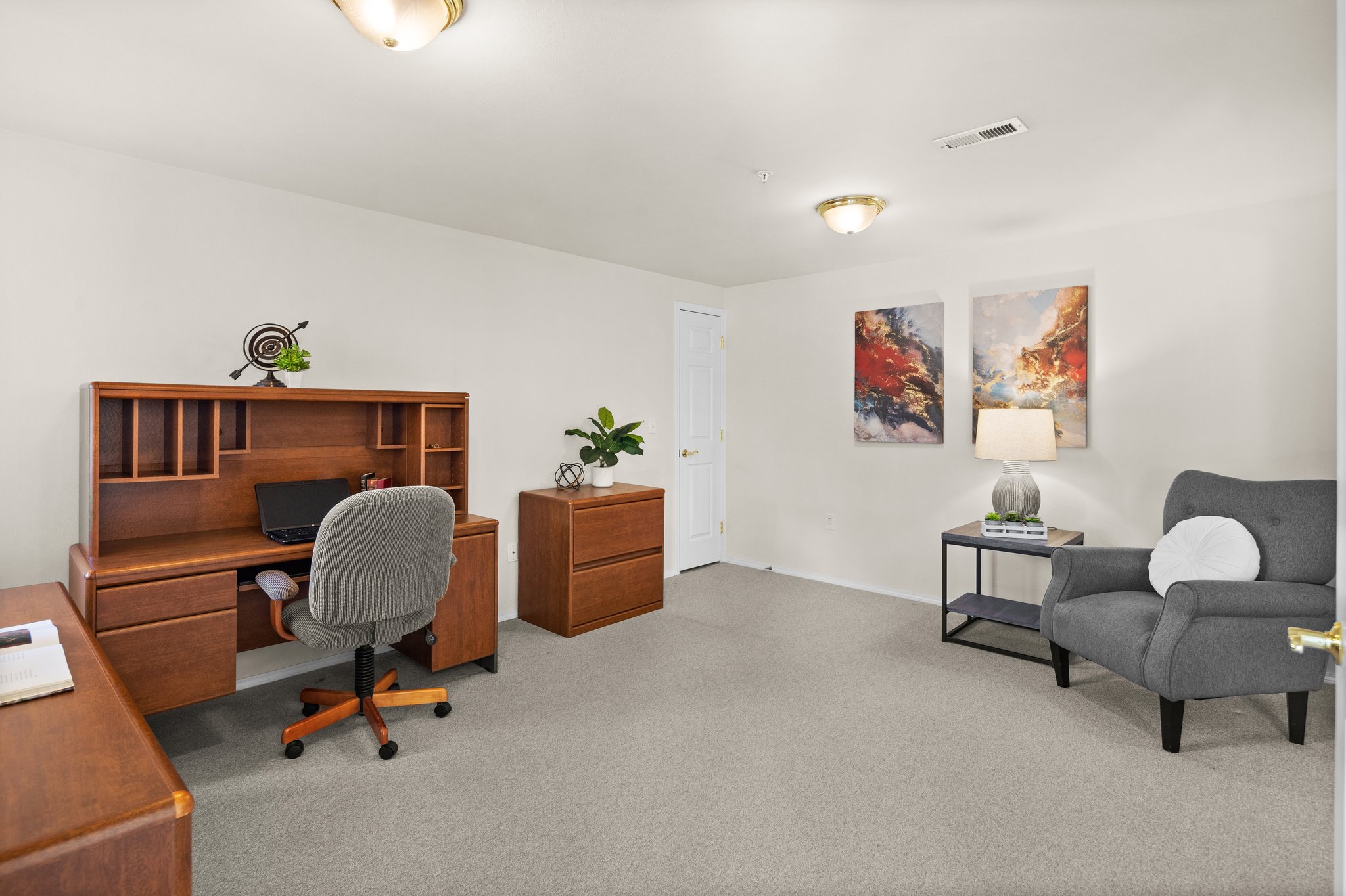 3rd bedroom is set up as on office; 2 desks and credenza included in the sale