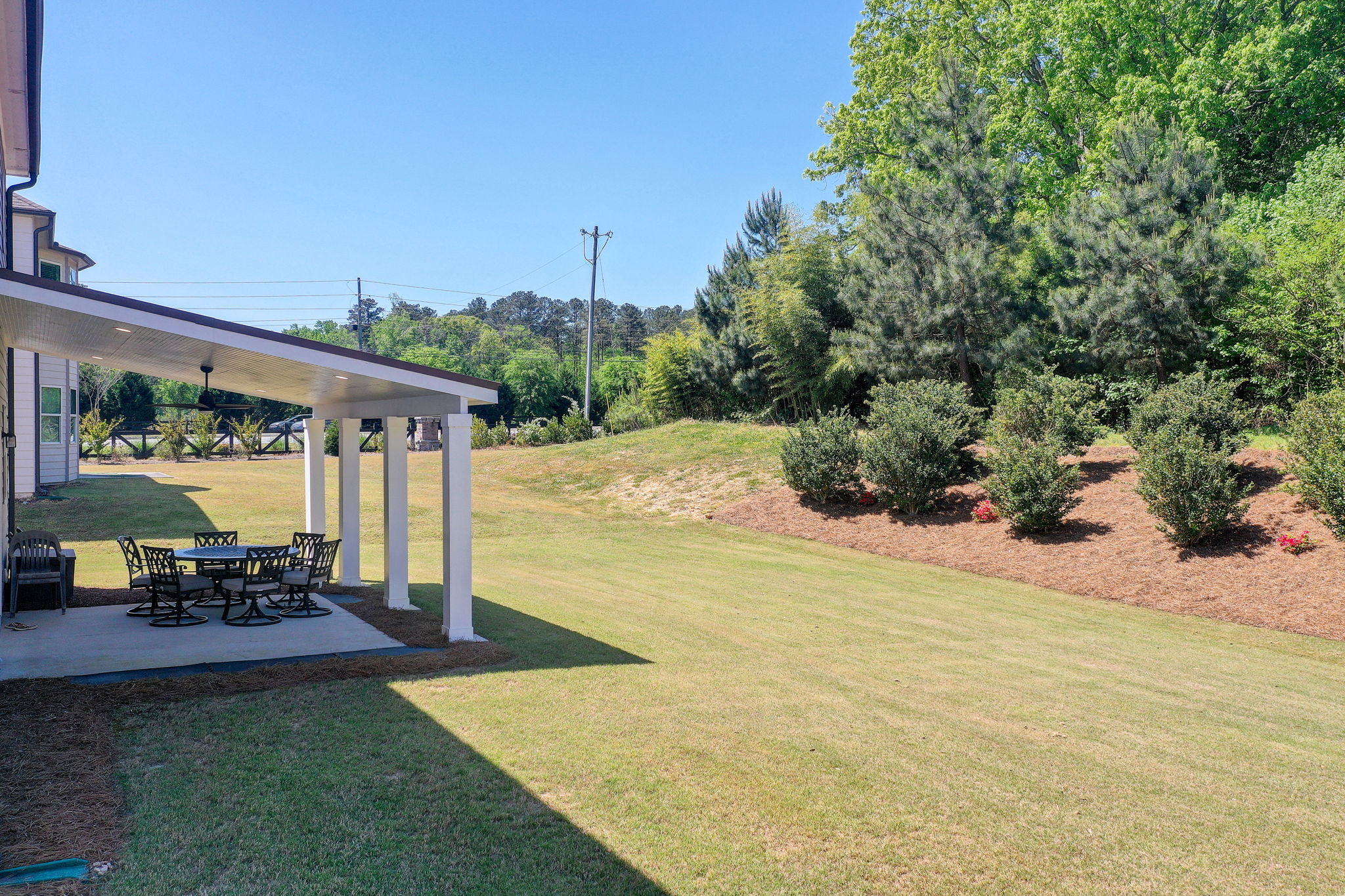 13 Aerial Back Yard w Covered Patio Reference