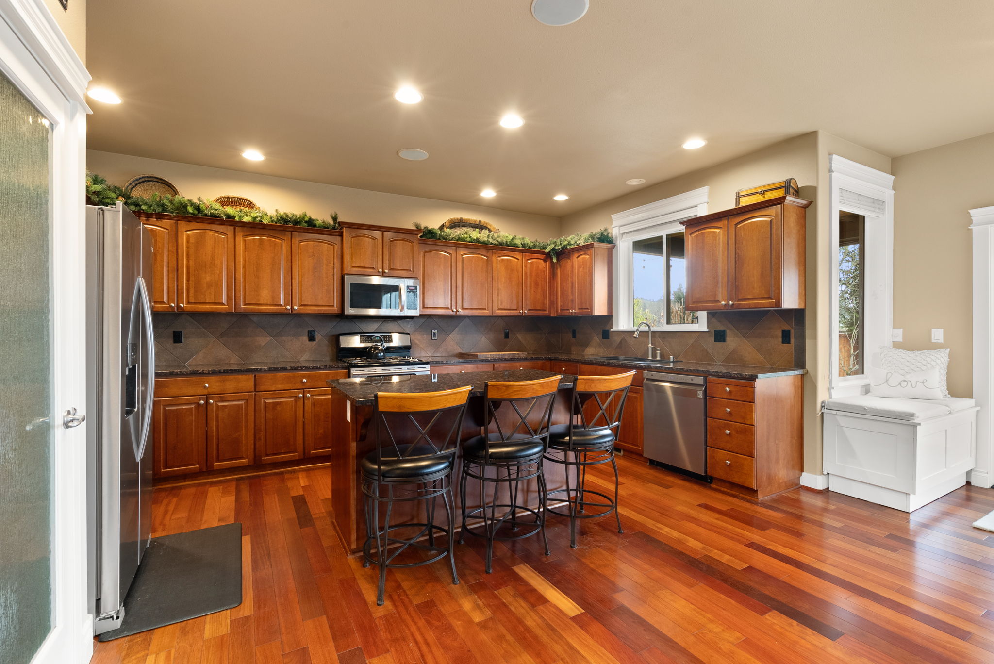 Large, open kitchen with ample room for cooking and hosting.