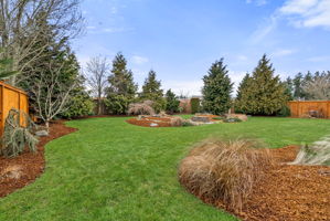 Private backyard oasis complete with irrigation and custom water features.
