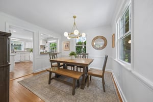Wonderfully connected to everyday life with a charming pass-through to the kitchen that keeps conversations, homework help, and second helpings all within easy reach.