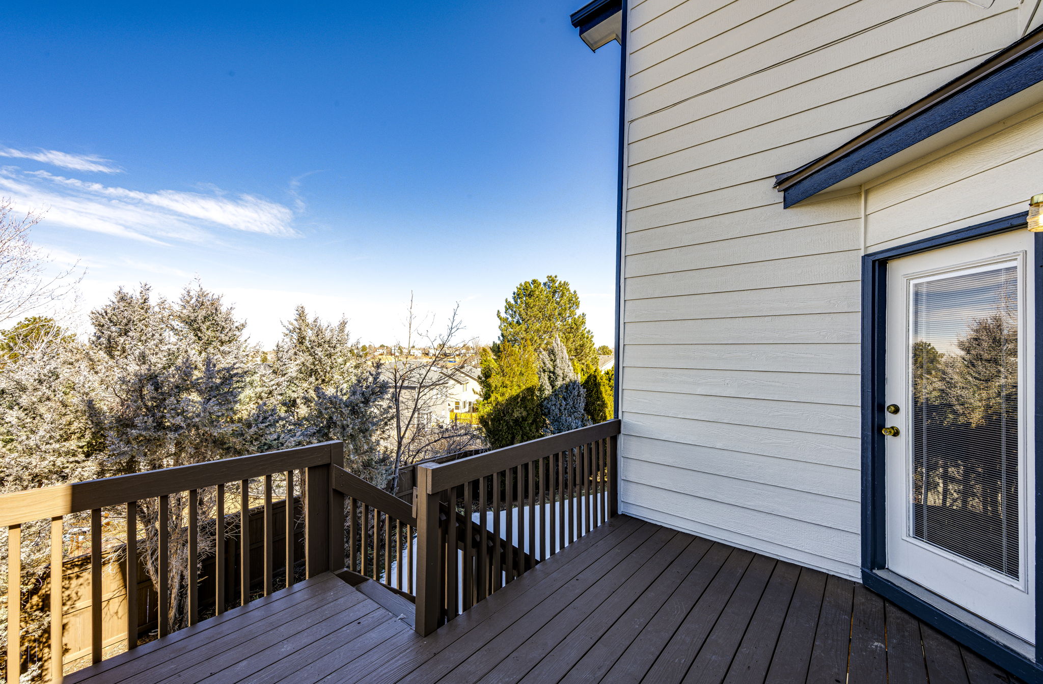 View from the Deck of the door leading into the Kitchen area