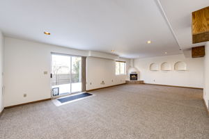Fully finished walkout Basement with a cozy fireplace