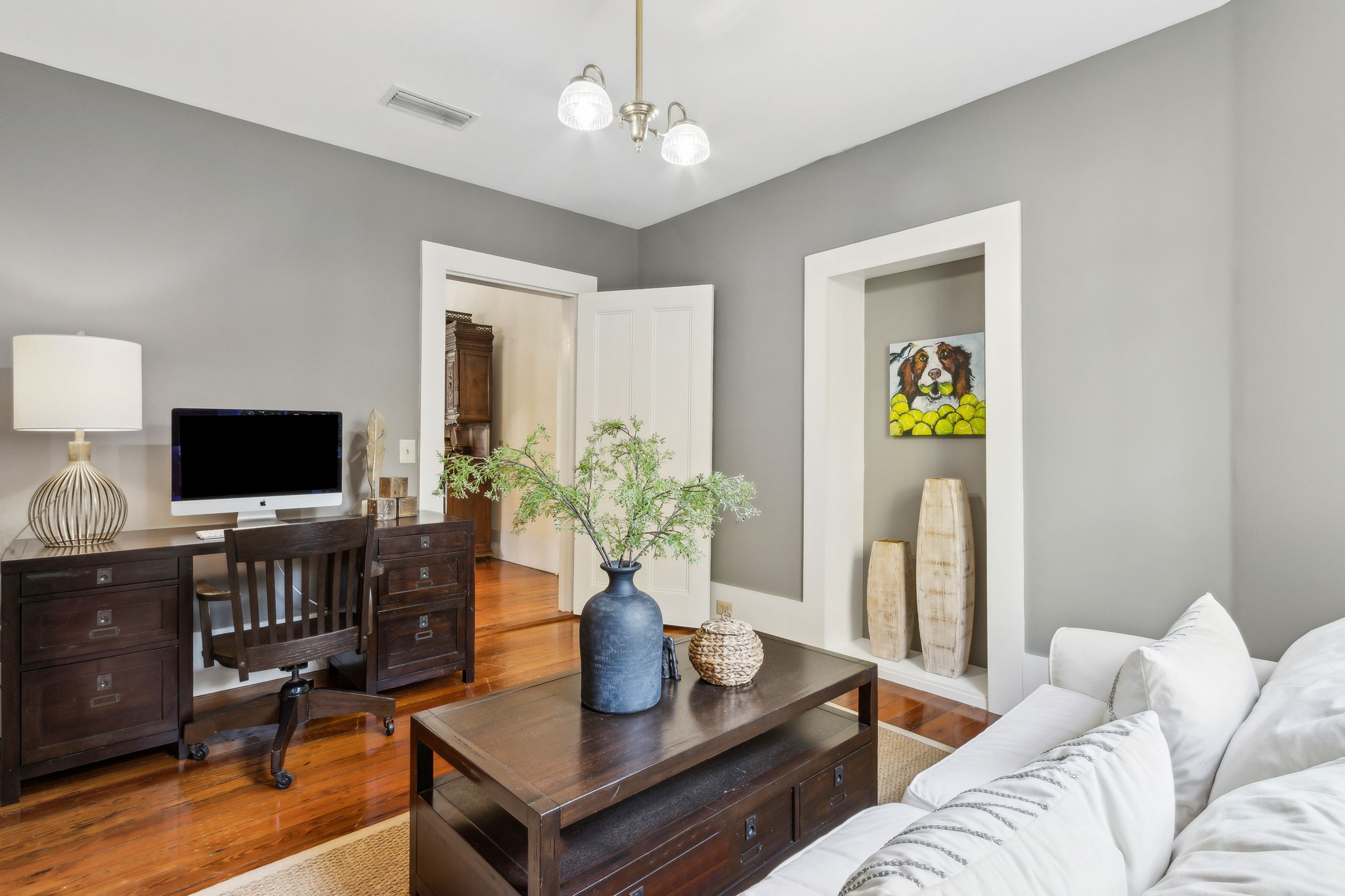 ... an ensuite bedroom, thoughtfully repurposed as an office.