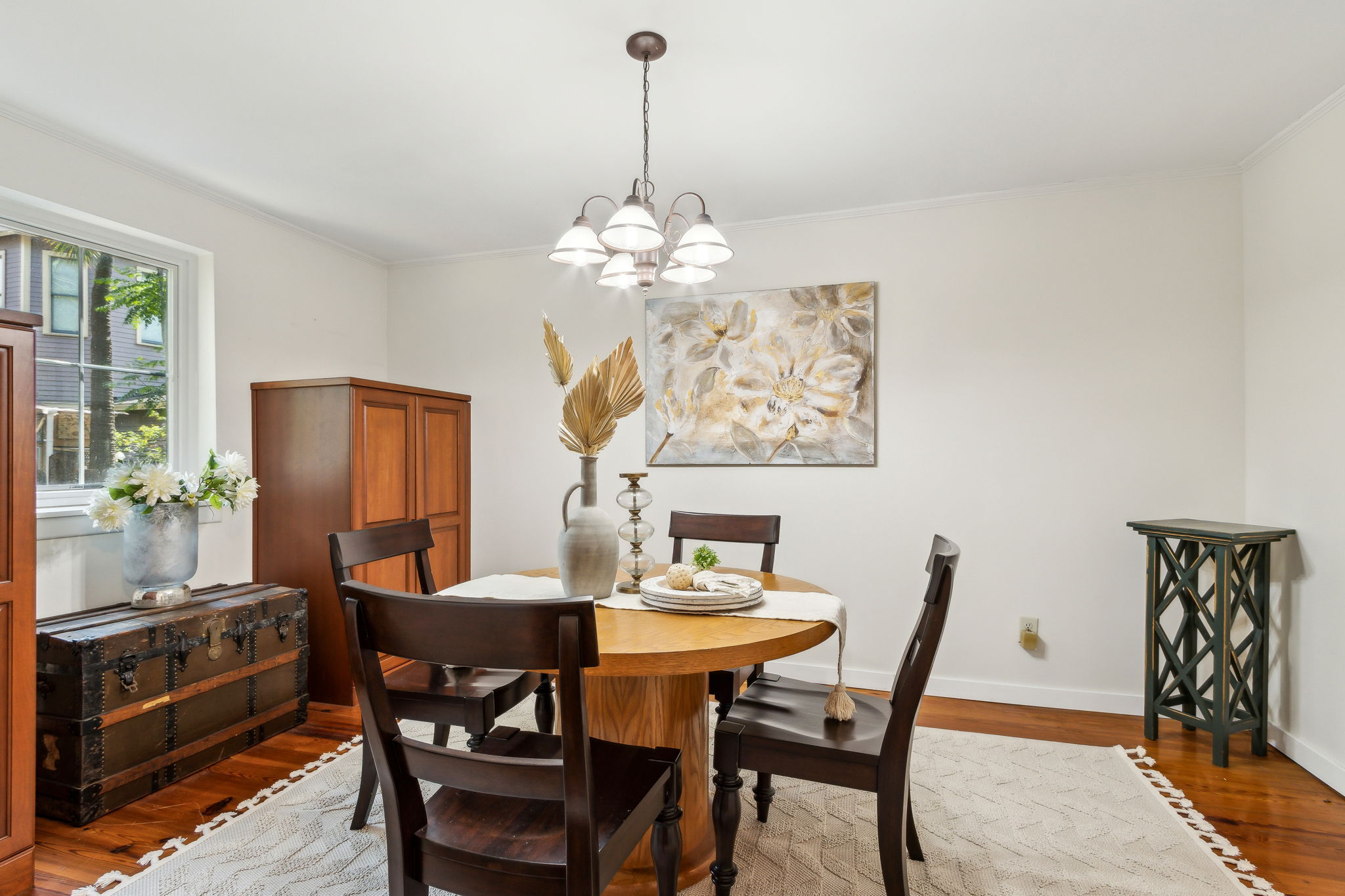 ...offering the perfect spot for casual meals and morning coffee.